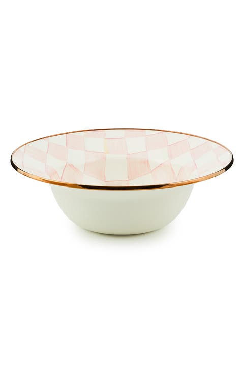 Rosy Check Enameled Steel Serving Bowl