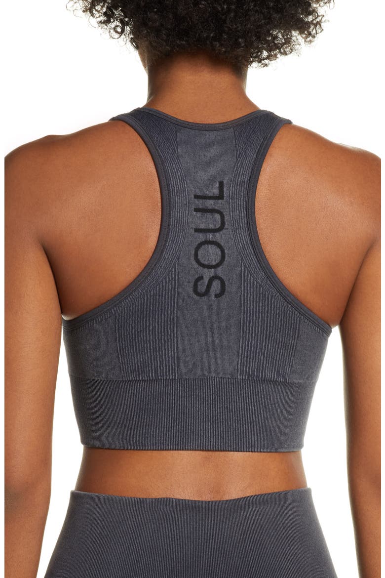 Miner Ribbed Seamless Longline Sports Bra, Alternate, color, BLACK