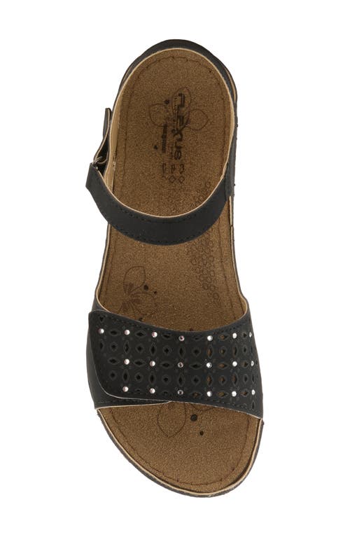 Flexus By Spring Step Perforated Wedge Sandal In Black