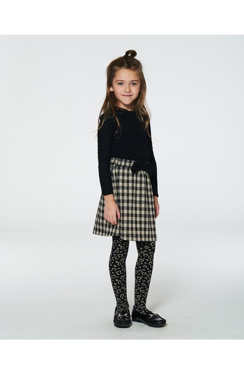 Deux par Deux Girl's Leopard Jacquard Tights Black, Alternate, color,