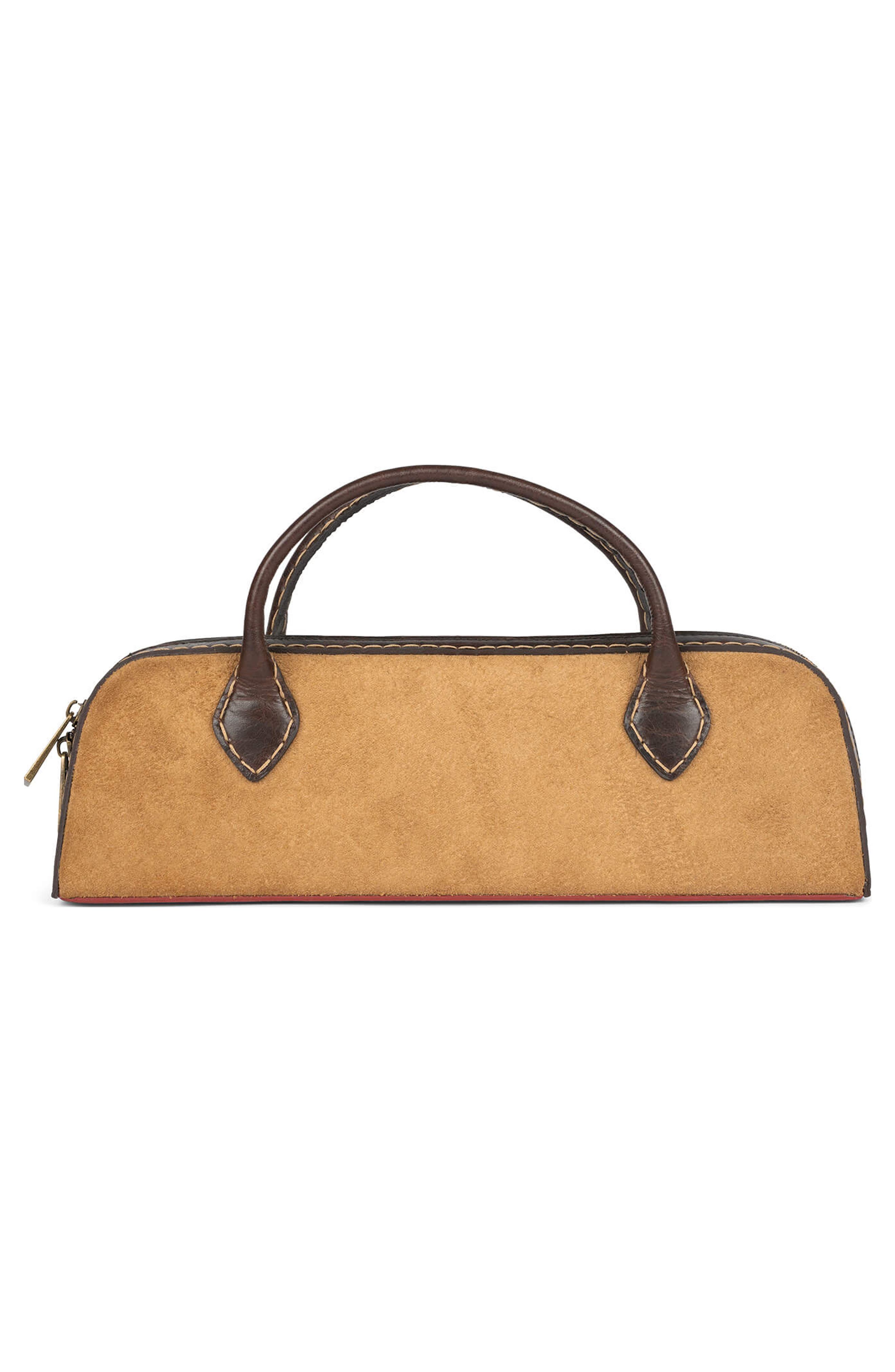 Jeffrey Campbell Inventor Handbag, Alternate, color, Tan Suede Combo