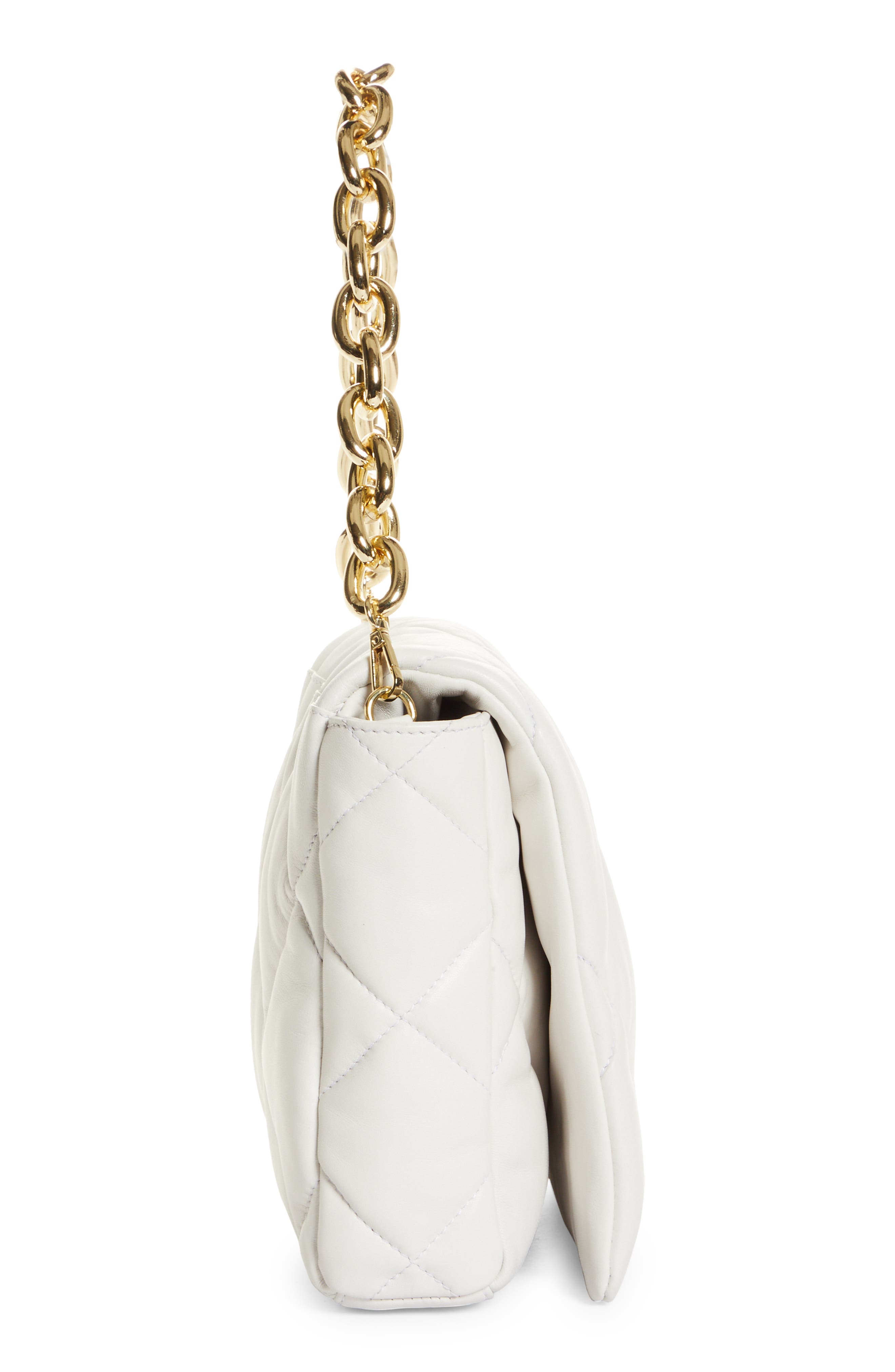 Brynnie Quilted Lambskin Leather Convertible Clutch, Alternate, color, WHITE/ GOLD CHAIN