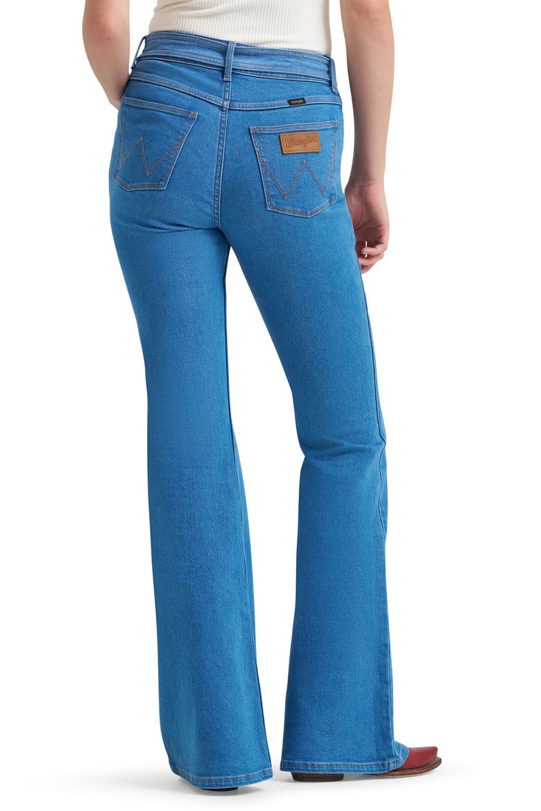 Belted Flare Jeans, Alternate, color, TURQUIOSE