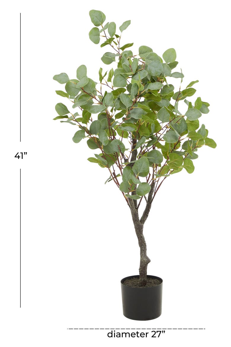 Green Faux Foliage Potted Artificial Eucalyptus Tree, Alternate, color, GREEN