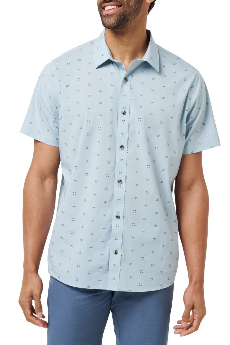 Bungalow Breeze Short Sleeve Button-Up Shirt, Main, color, ARONA