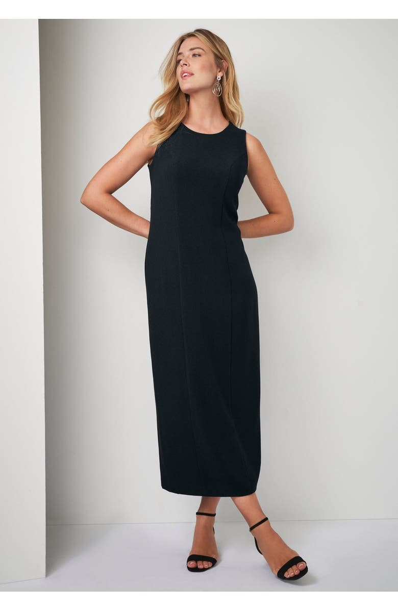 Jessica London Stretch Crepe Maxi Jacket Dress, Alternate, color, Black