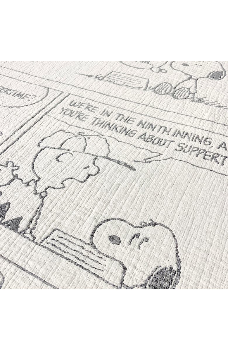 Maison Deux Blanket Peanuts Flight School Comic Strip Cotton Black / White 4.25 X 6.5Ft, Alternate, color, Black / White