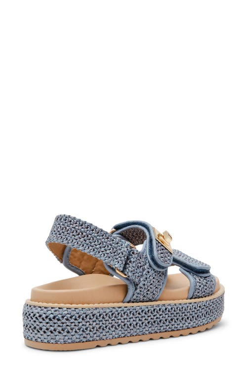 Steve Madden Bigmona Raffia Platform Sandal In Blue Raffia