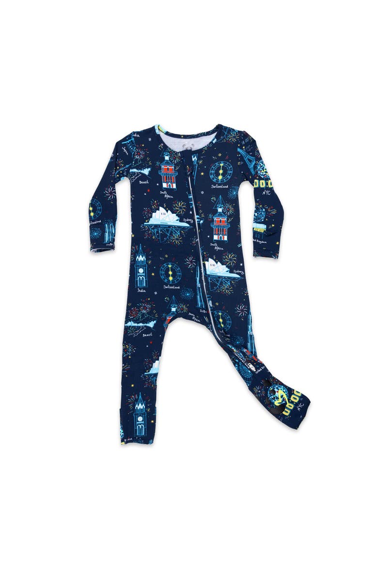 Baby New Year's Worldwide Countdown Convertible Footie, Main, color, New Year's Worldwide Countdown