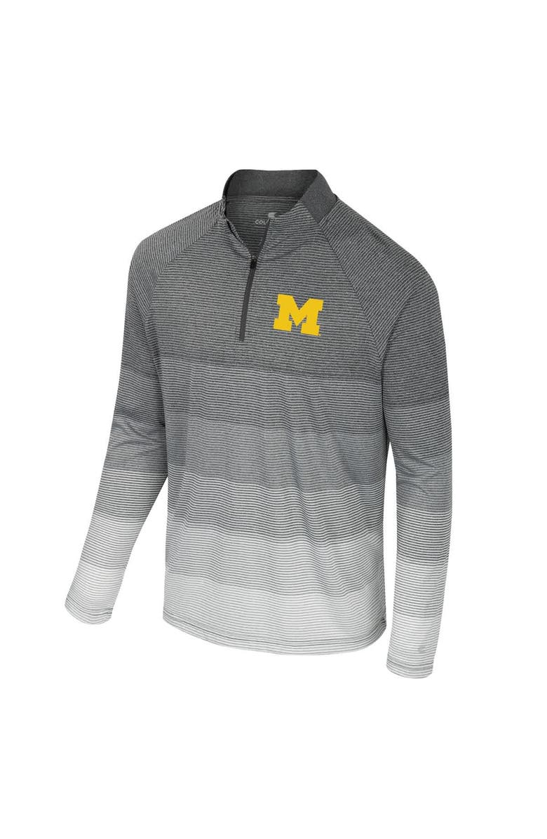 COLOSSEUM Men's Colosseum  Gray Michigan Wolverines AI Striped Mesh Quarter-Zip Raglan Windshirt, Alternate, color, Gray