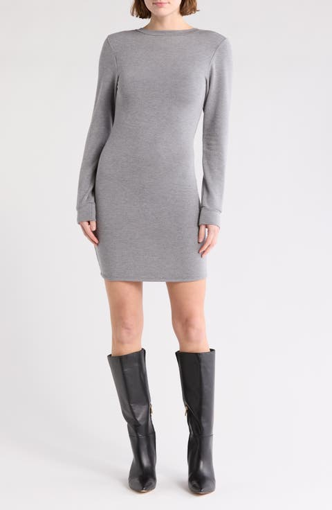 V-Neck Long Sleeve Sweater Dress