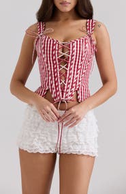 HOUSE OF CB Callie Lace-Up Front Corset Top