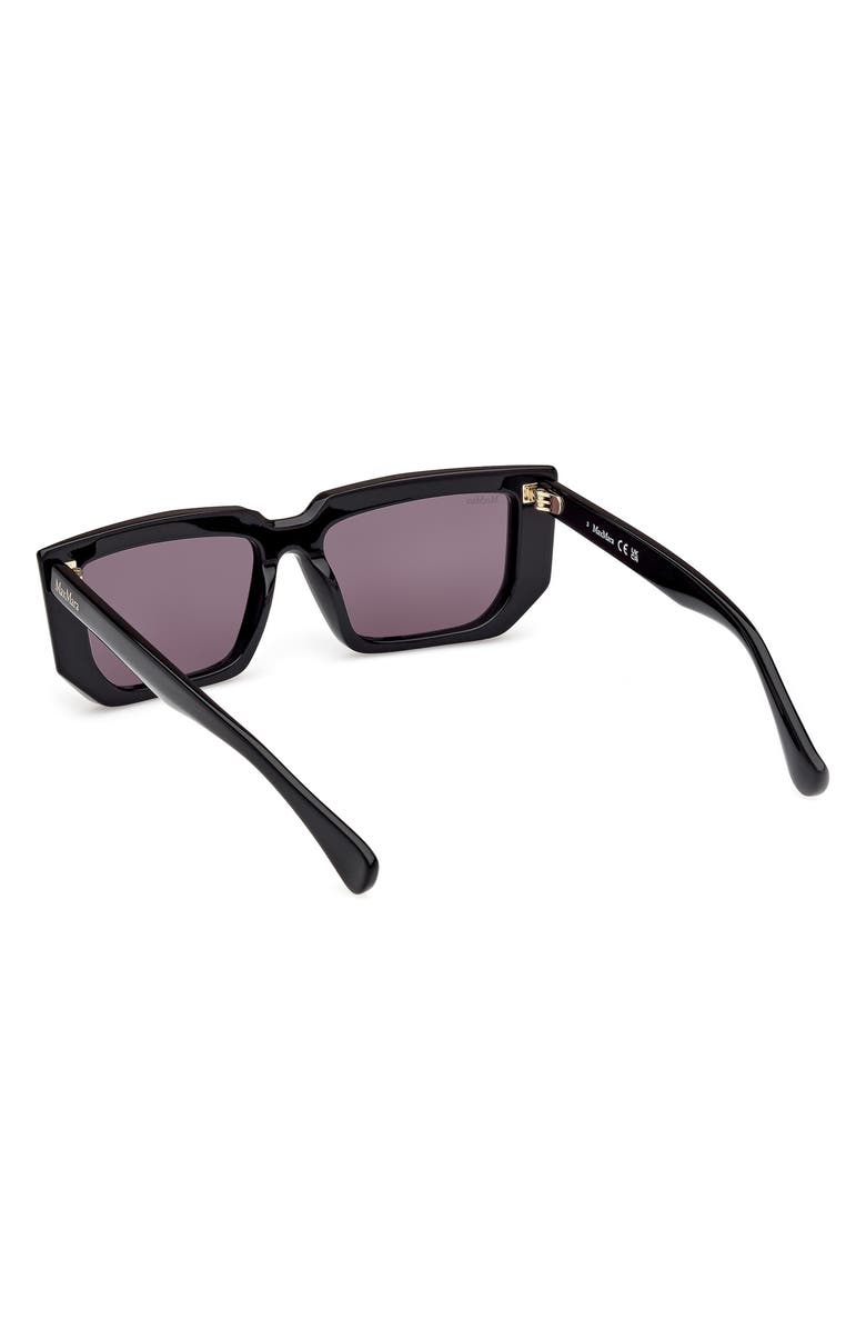 Max Mara 54mm Rectangular Sunglasses, Alternate, color, Shiny Black / Smoke Lenses
