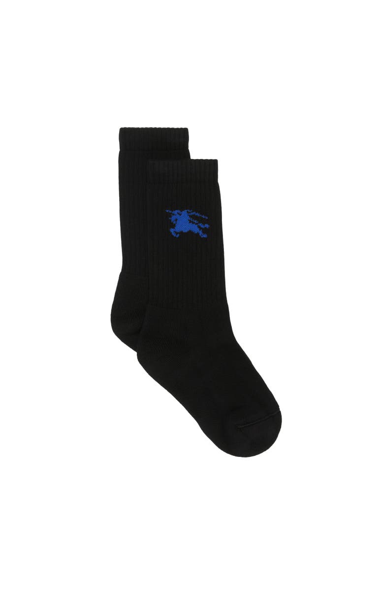 Burberry Ribbed Cotton Blend Socks, Alternate, color, Black