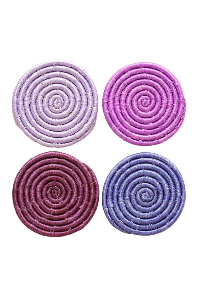 Solid Mixed Set of 4 Coasters, Main, color, Purple