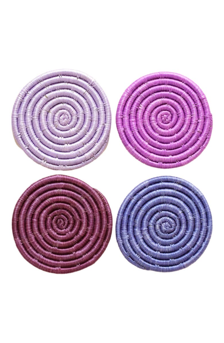 indego africa Solid Mixed Set of 4 Coasters, Main, color, Purple
