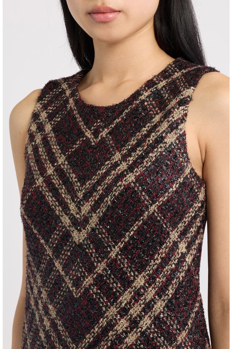 Plaid Tweed Sleeveless Swing Dress, Alternate, color, BAROLO MULTI