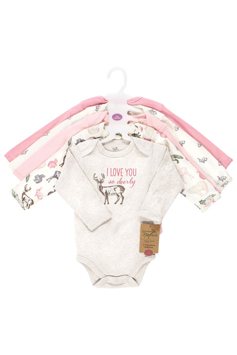 Little Soft Organic Cotton Long-Sleeve One-Piece Essentials, Alternate, color, Girl Woodland