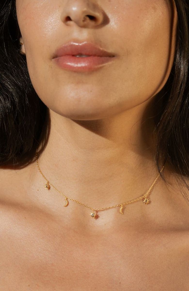Satya Jewelry Enchanted Journey Celestial Choker Necklace, Alternate, color, Gold