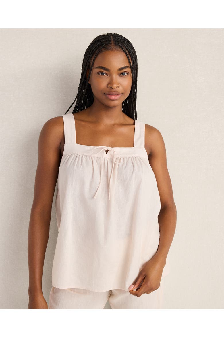 Organic Cotton Linen Square Neck Top, Main, color, Whispering Pink