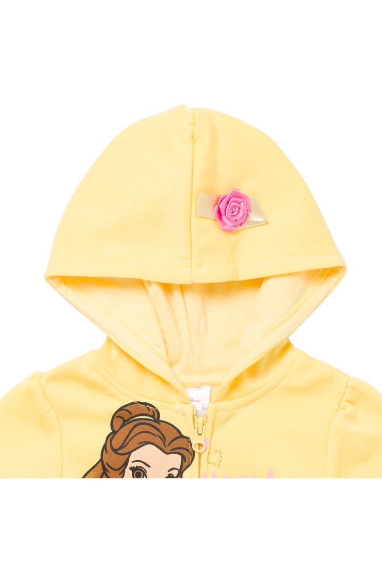 Princess Zip-Up Hooded Sweatshirt, Alternate, color, Belle Yellow