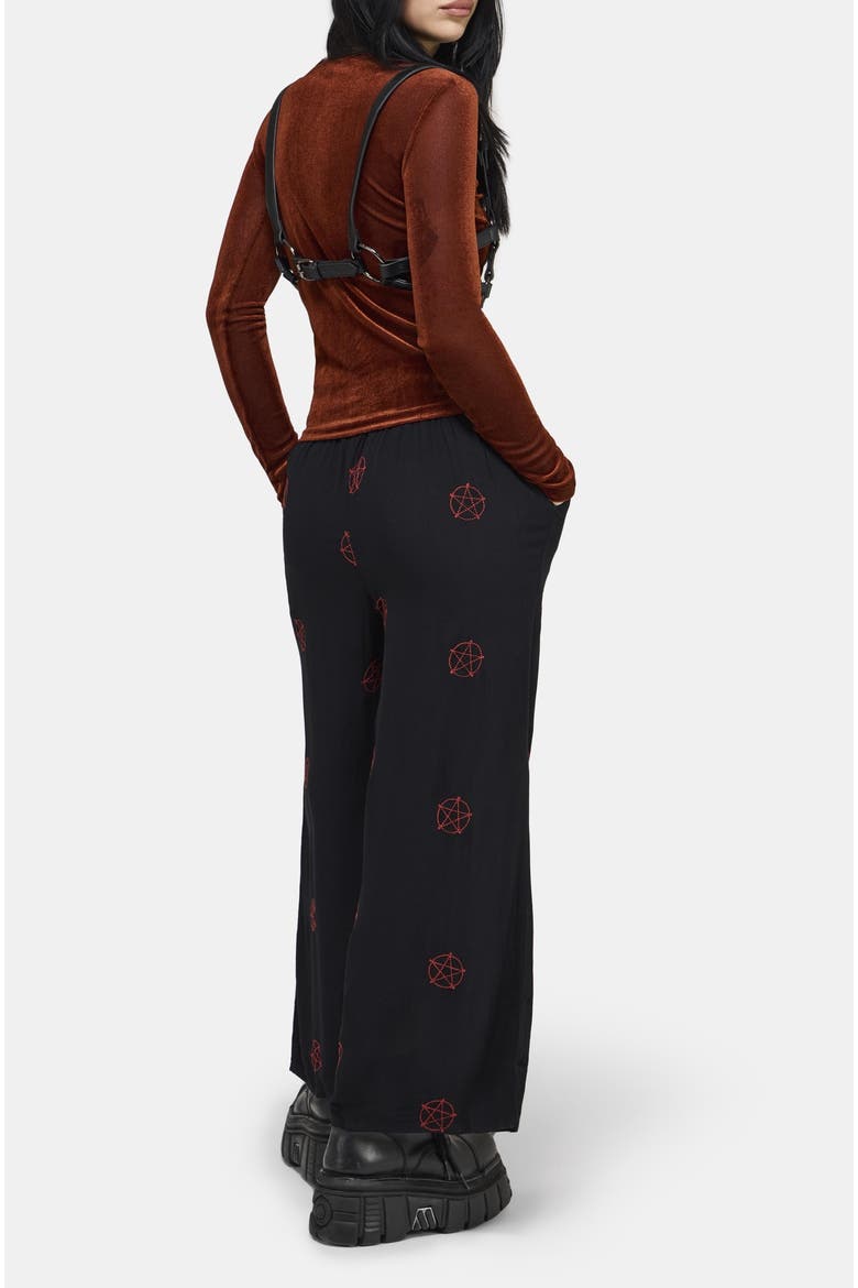 Druantia Moon Embroidery Trousers, Alternate, color, Black
