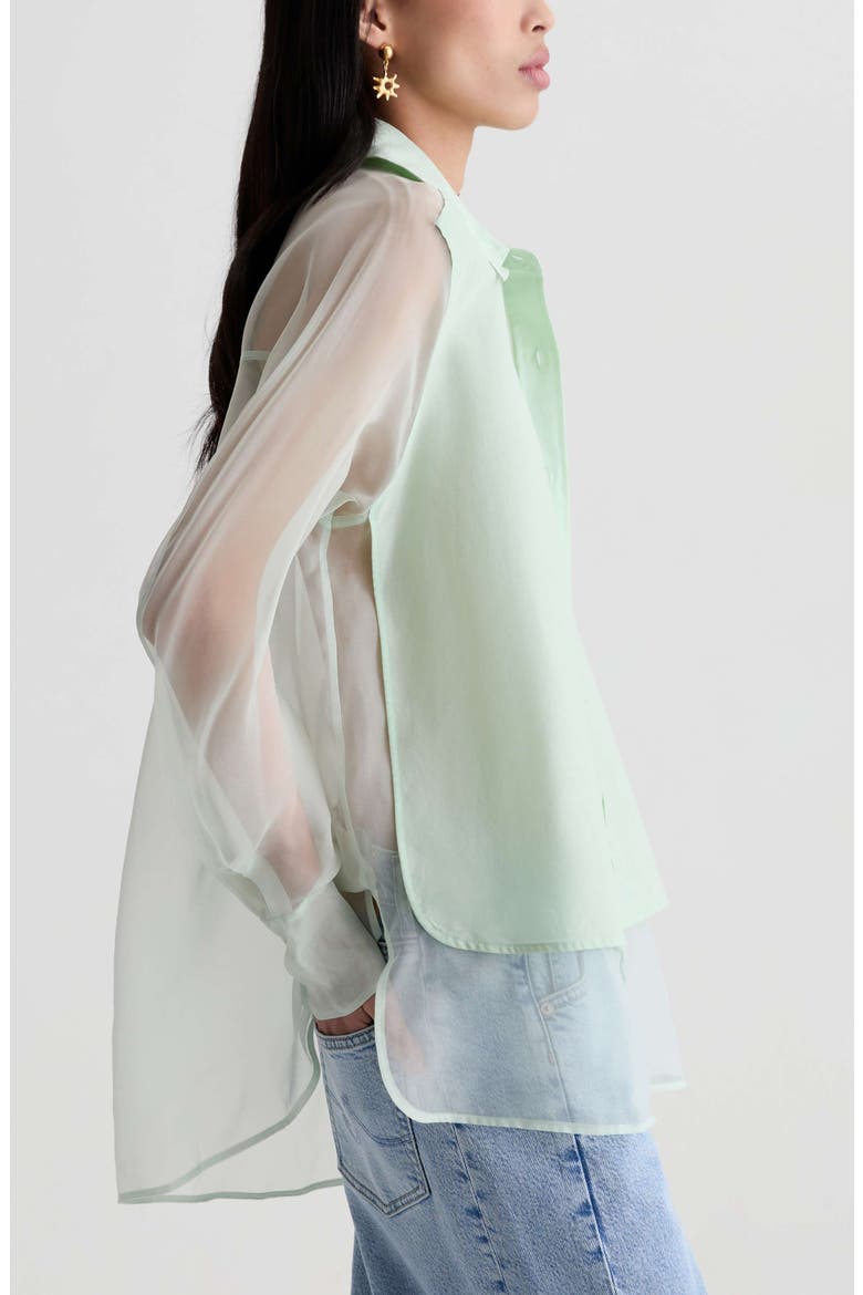 Sawtelle Oversize Silk & Cotton Button-Up Shirt, Alternate, color, SUMMER VINE