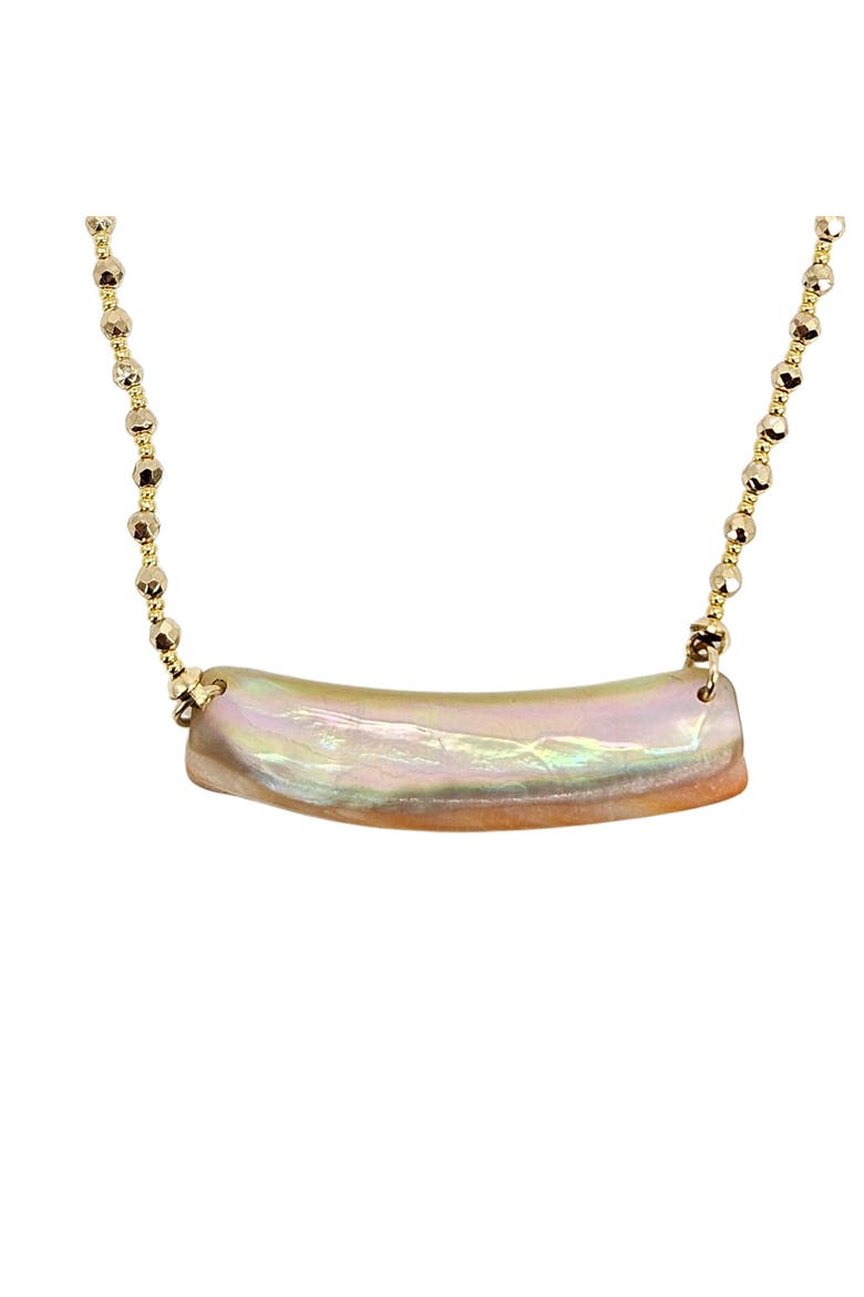 Abalone Curved Bar Pendant Necklace, Alternate, color, white