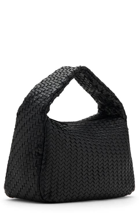 Braided Faux Leather Top Handle Bag