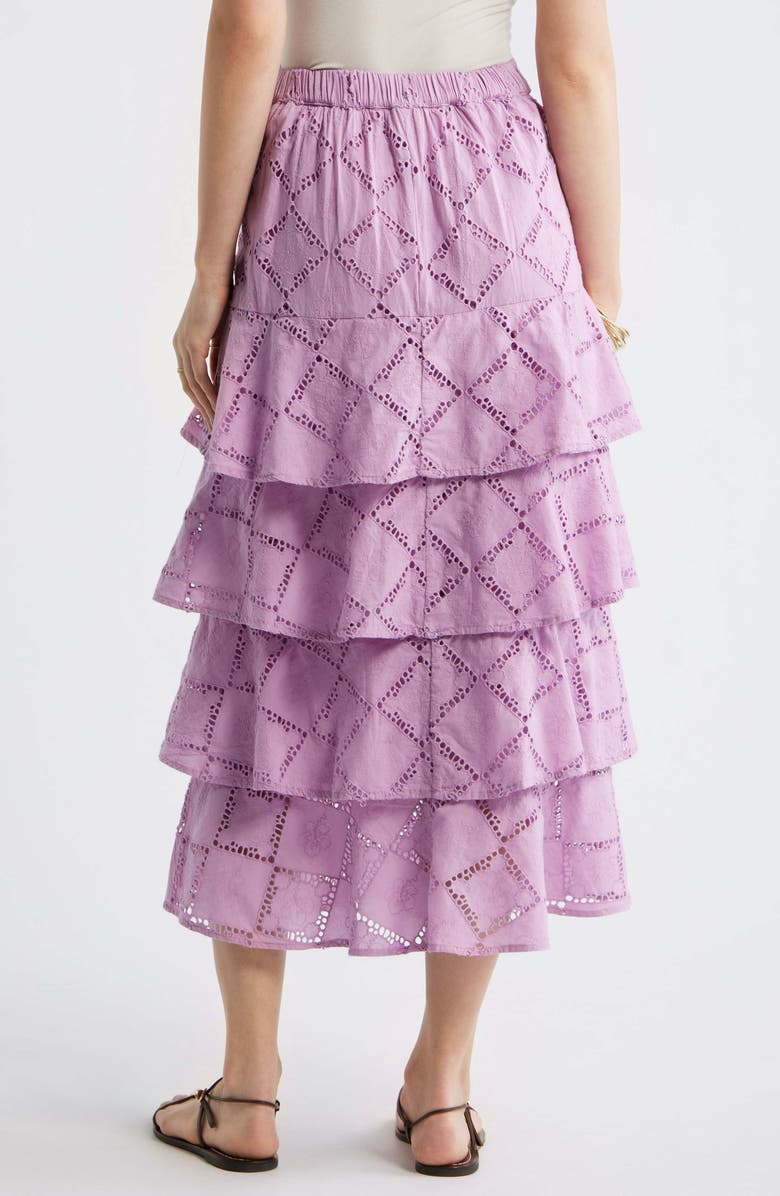 Treasure & Bond Tiered Eyelet Embroidered Maxi Skirt, Alternate, color, Pink Gale