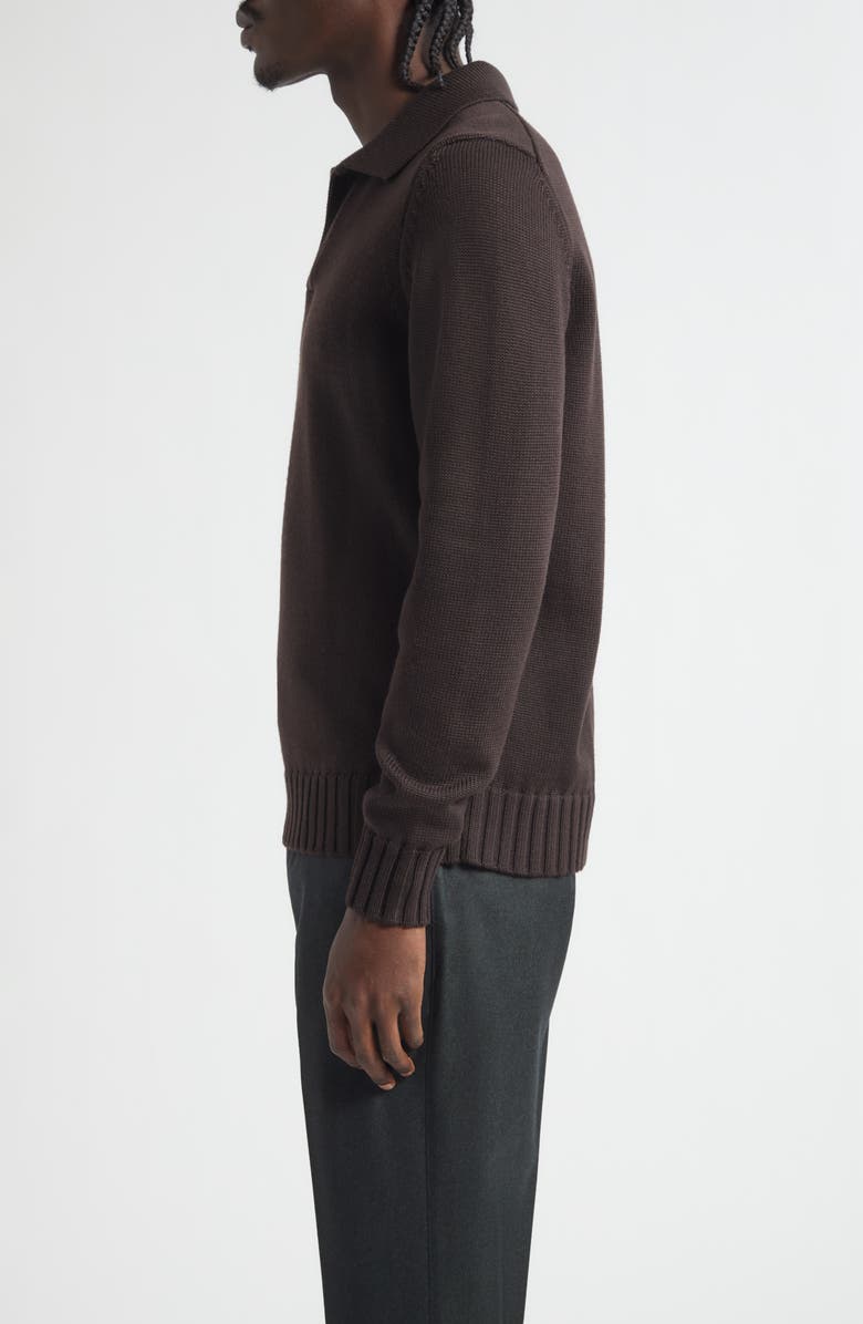 Thom Sweeney Skipper Johnny Collar Virgin Wool Polo, Alternate, color, 280 - Dark Brown