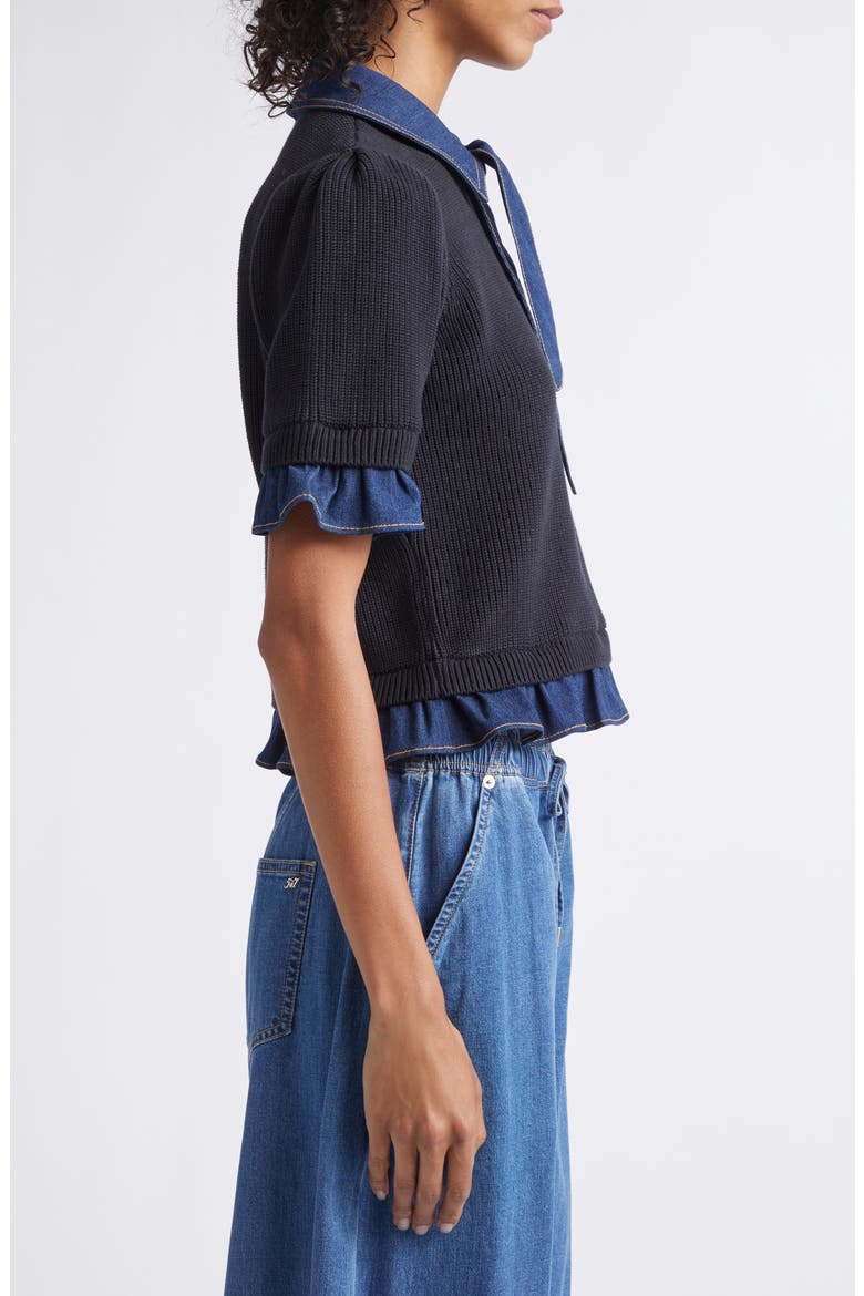 Shelly Denim Trim Sweater, Alternate, color, BLACK/ TWLIGHT