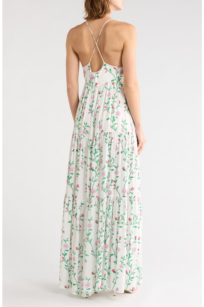 Floral Tiered Maxi Dress, Alternate, color, WHITE/ GREEN/ PINK