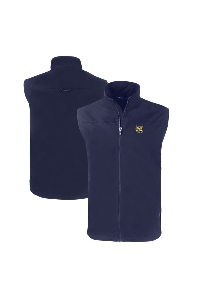 Men's Cutter & Buck  Navy Quinnipiac Bobcats Charter Eco Recycled Full-Zip Vest, Main, color, Navy
