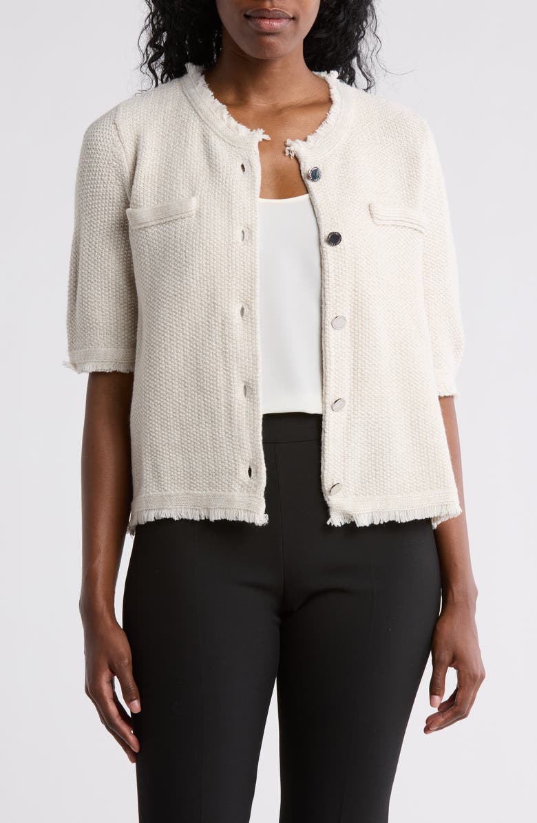 Calvin Klein Short Sleeve Button Front Sweater, Main, color,