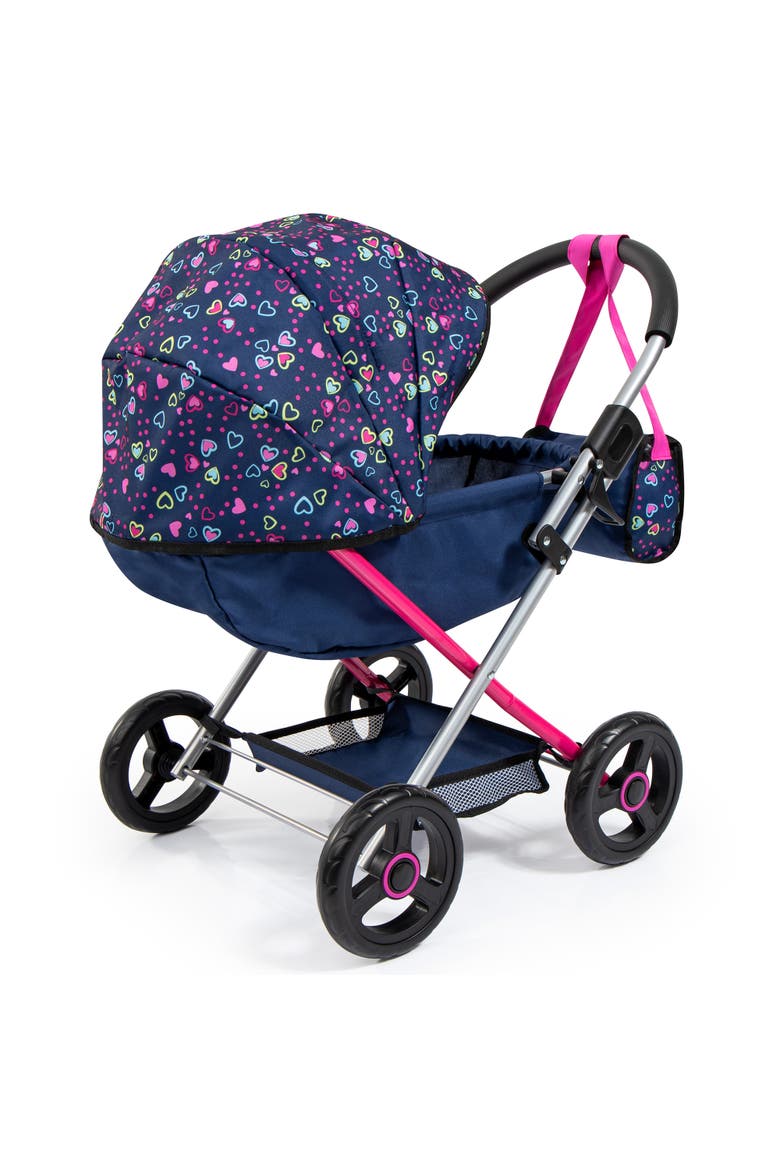 Pram Cosy Blue, Pink, Hearts Blanket & Shoulder Bag, Alternate, color, Multicolored