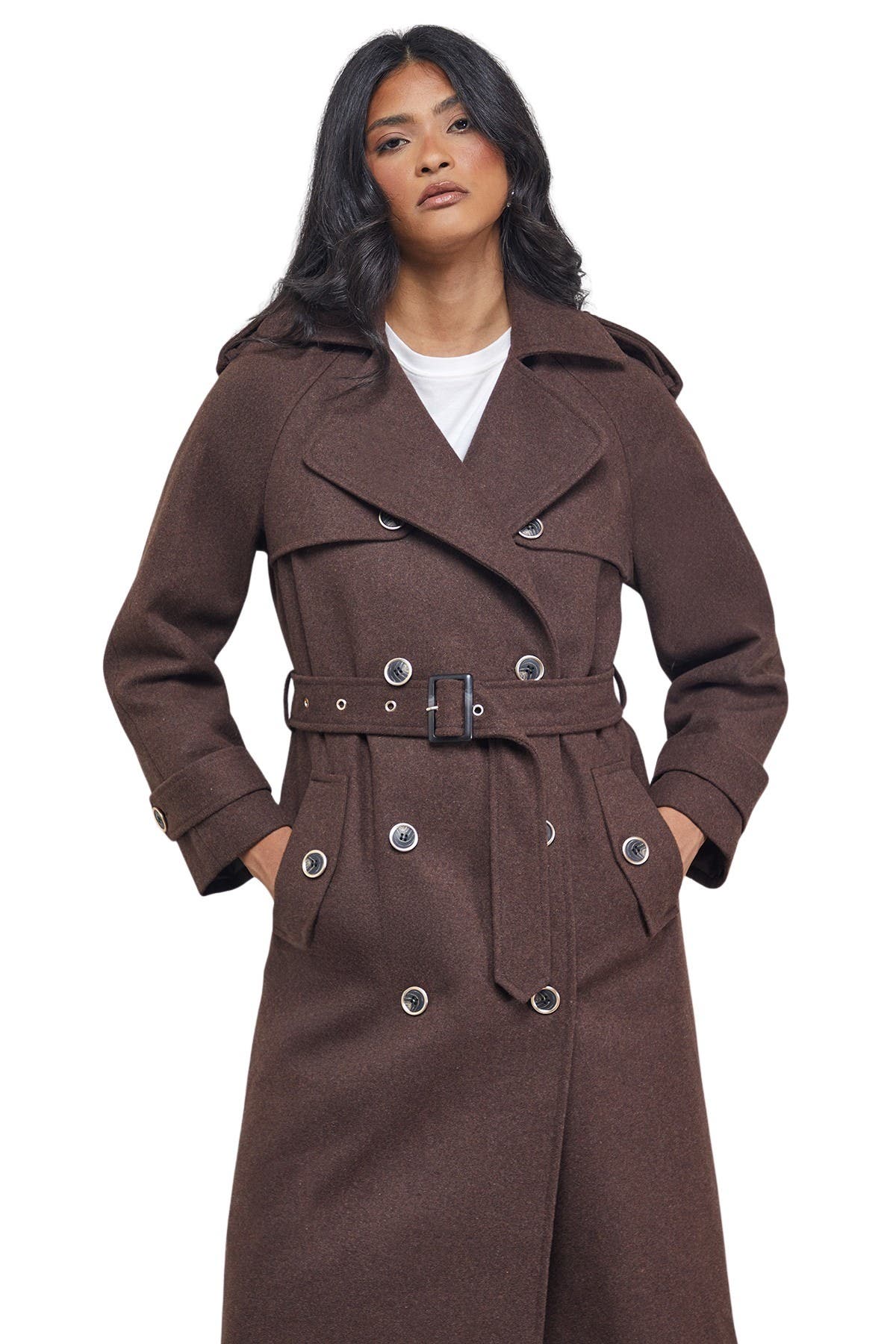 Wool Mix Belted Trench Coat - image 2