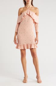 GO COUTURE Ruffled Cold Shoulder Dress