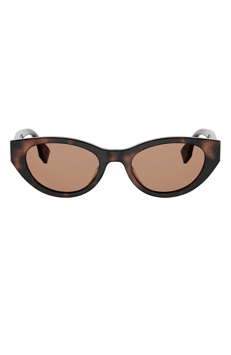 Fendi Lettering 51mm Cat Eye Sunglasses, Main, color, Havana / Other / Brown