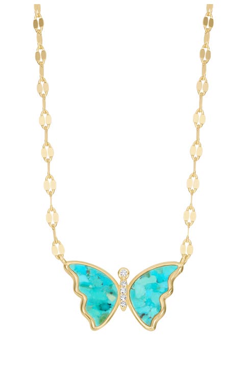 Turquoise Butterfly Pendant Necklace