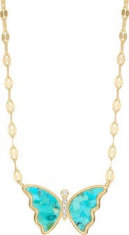 ATHRA LUXE Turquoise Butterfly Pendant Necklace