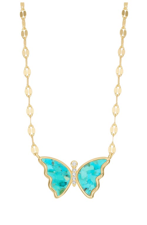 Athra Luxe Turquoise Butterfly Pendant Necklace In Multi