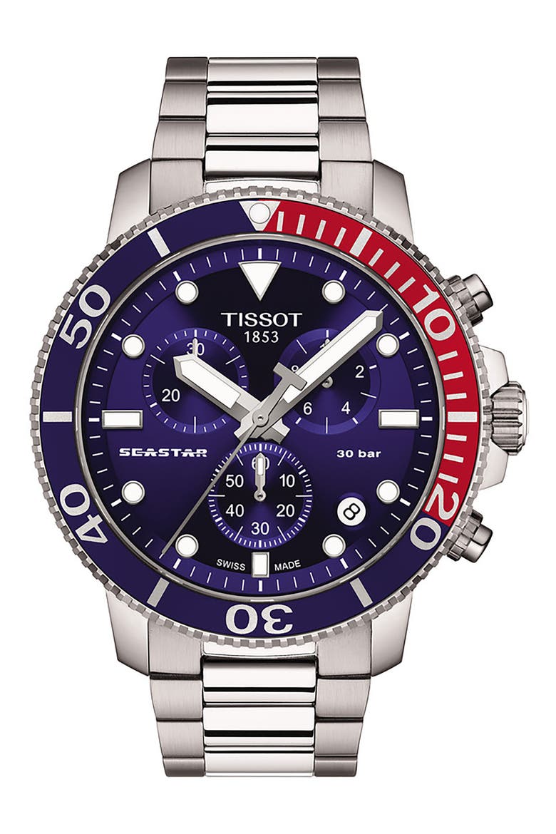 Seastar 1000 Chronograph Bracelet Watch, 45.5mm, Main, color, BLUE