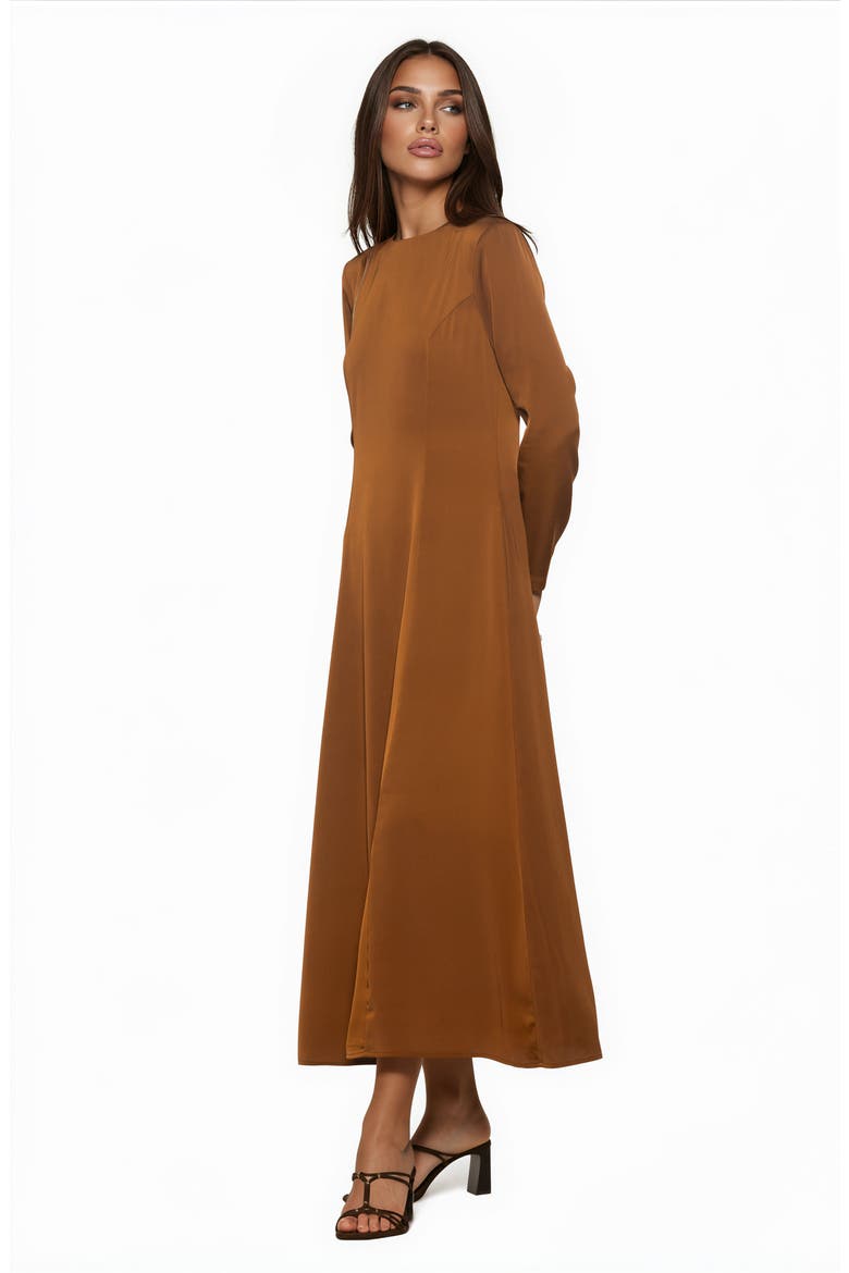 Ismerie Fit and Flare Maxi Dress, Alternate, color, BROWN