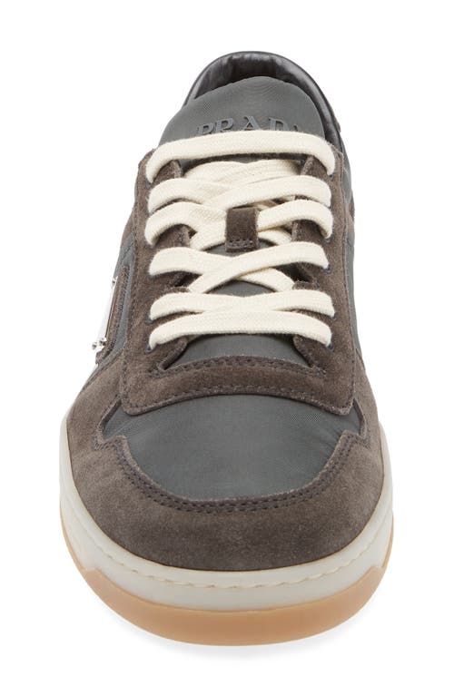 Prada Sneakers Downtown In Re-nylon And Gray Suede Men In Metallic