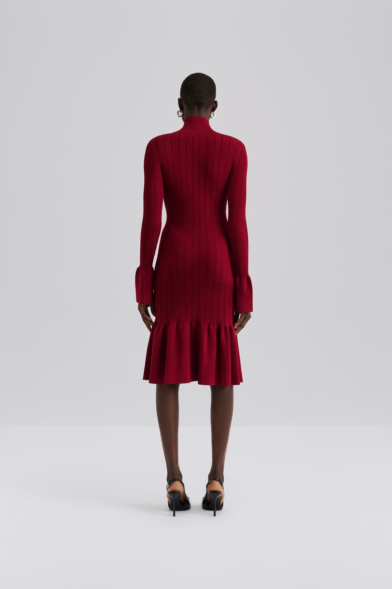 Amalia High Neck Knitted Midi Dress, Alternate, color, Deep Red