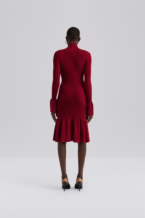 Malina Amalia High Neck Knitted Midi Dress In Red