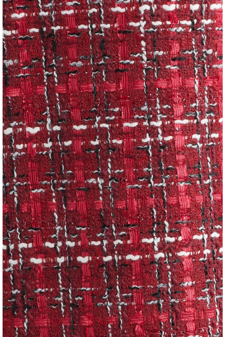 Scalloped Sleeveless Tweed Shift Dress, Alternate, color, RED