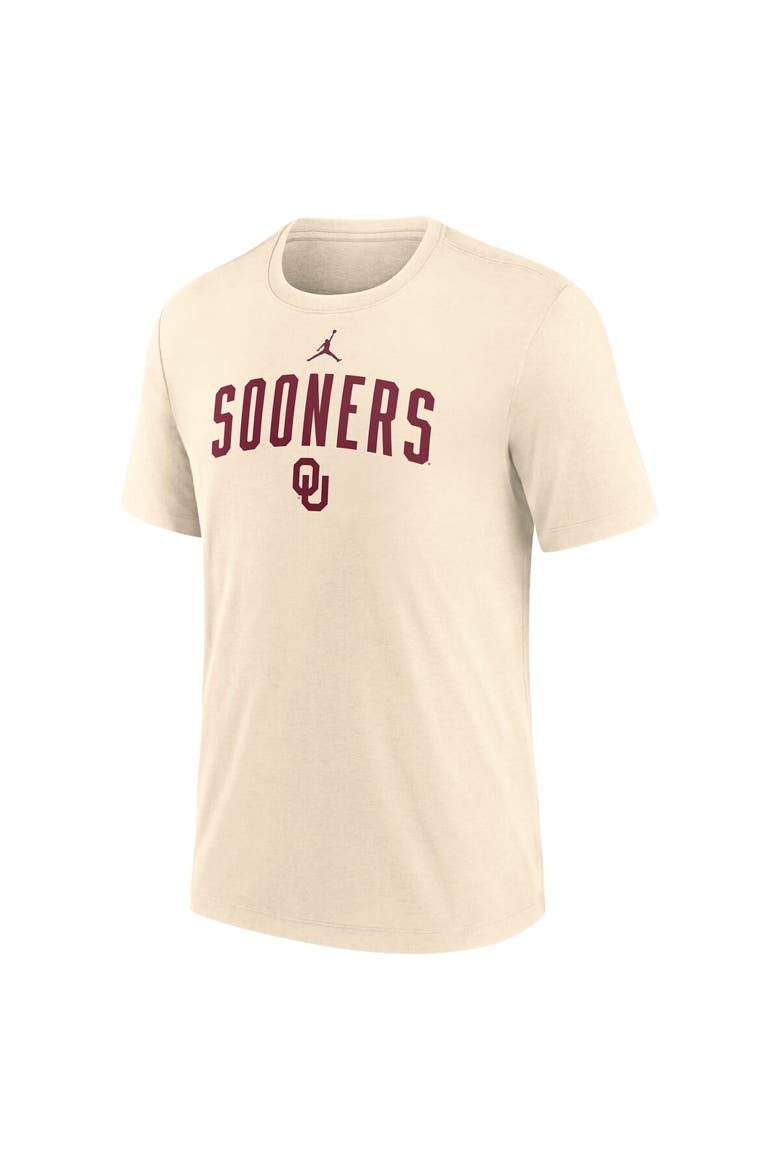 Men's Jordan Brand Natural Oklahoma Sooners Arch Logo Triblend T-Shirt, Alternate, color, Natural