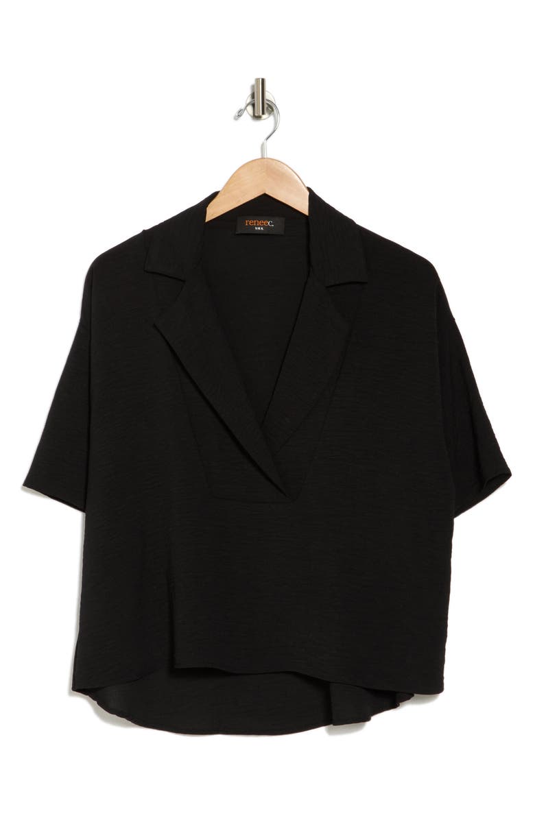 Renee C Oversize Short Sleeve Popover Top, Alternate, color, Black